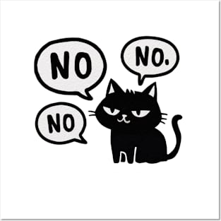 black cat says No Posters and Art